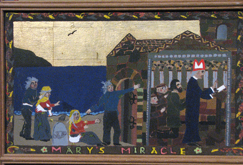 St Magnus cathedral painted panels - Scene IX - 'Mary's miracle'  © 2012 Scotiana