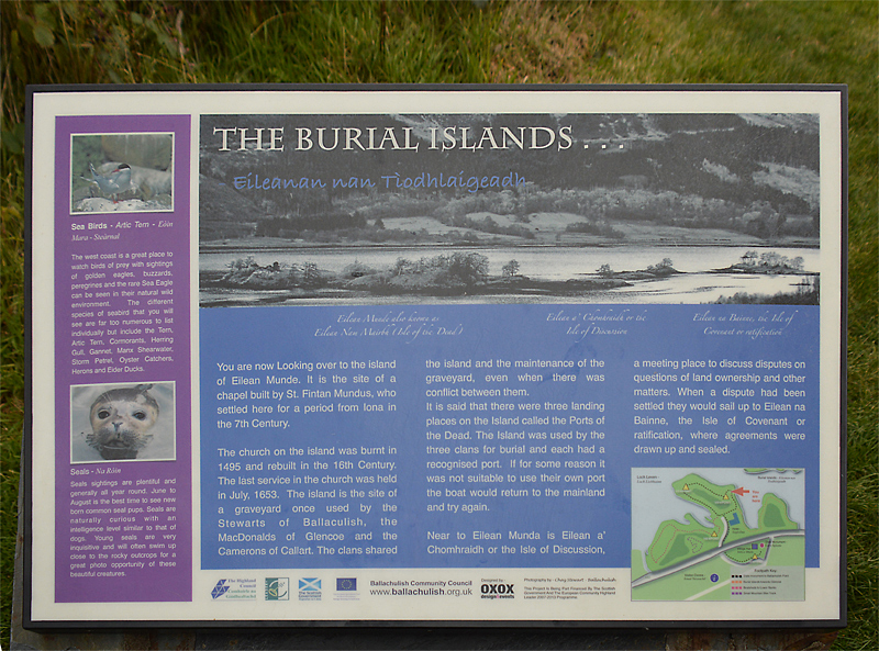 Loch Leven The Burial Islands of the MacDonalds information board © 2012 Scotiana