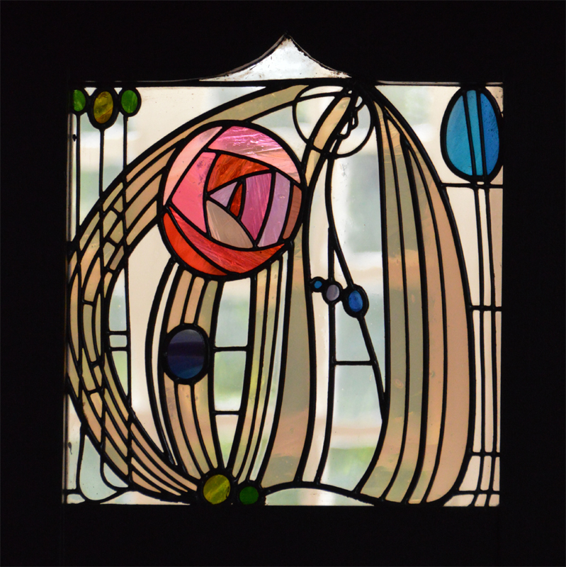 Charles Rennie Mackintosh rose glass panel  House for an Art Lover