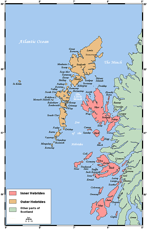 Inner and Outer Hebrides map. Wikipedia