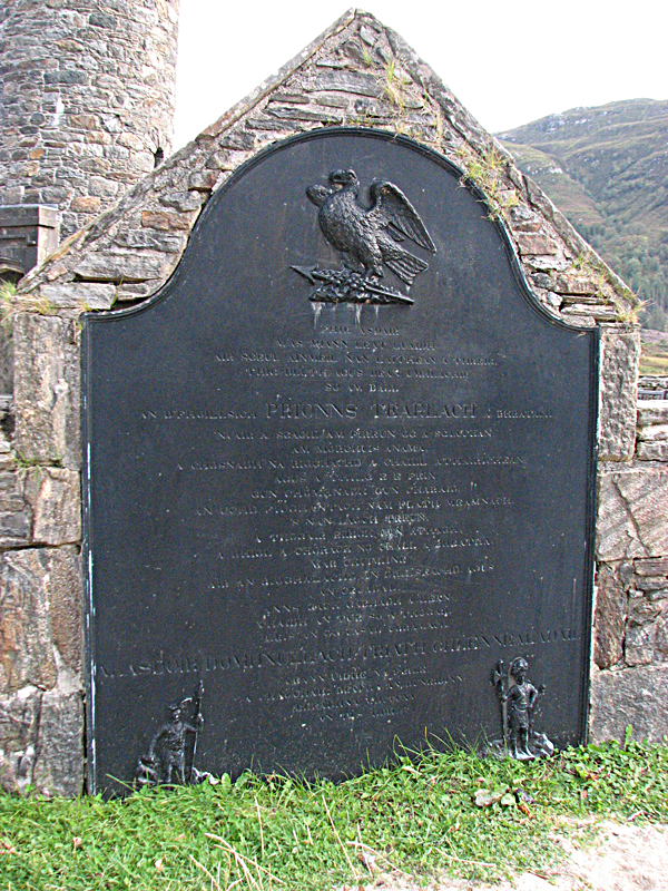Glenfinnan memorial plaque - Scotland