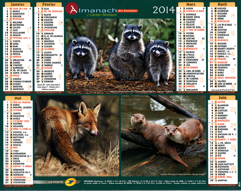 Almanach du facteur 2014 Janvier-Juin