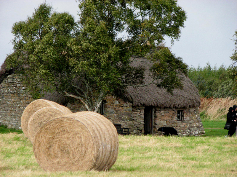 Culloden haystacks in front of old Leanach cottage © 2012 Scotiana