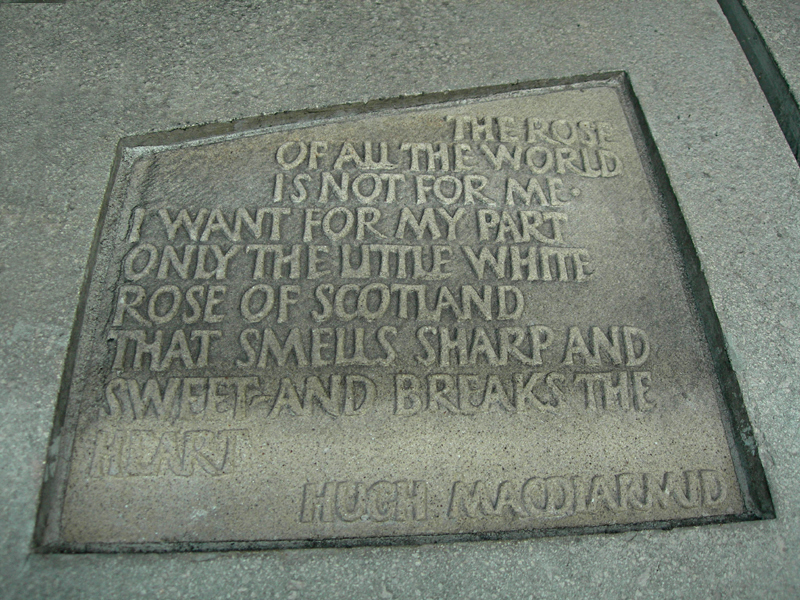 Hugh MacDiarmid's quoteThe little white rose of Scotland  Scottish Parliament  © 2006 Scotiana