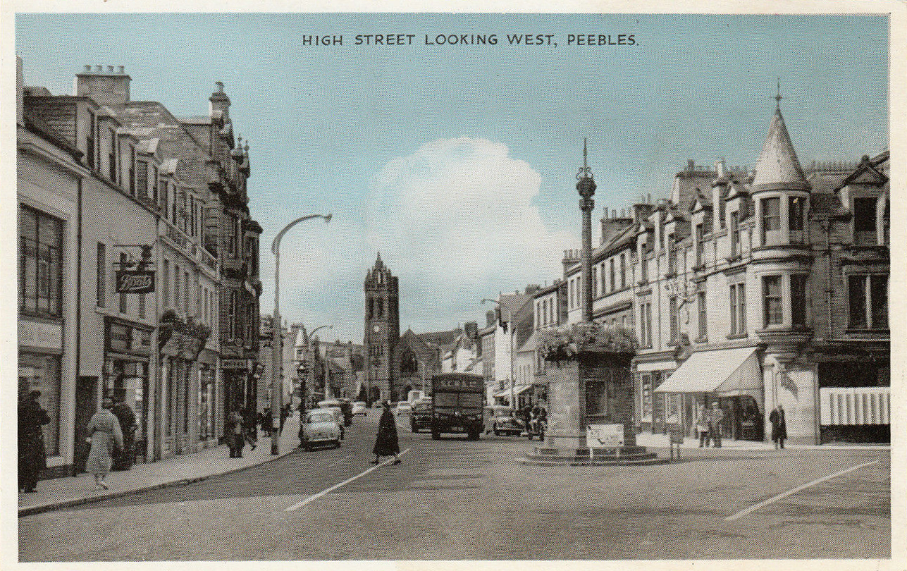 High Street Peebles Scotland old postcard