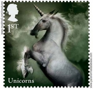 GB Mythical Creatures Unicorns on postage stamps 