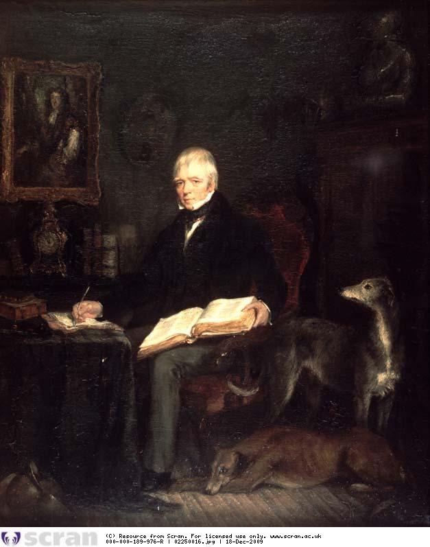 Painting by Sir Francis Grant of "Sir Walter Scott in his study at Abbotsford writing his last novel 'Count Robert of Paris' ", 1831. Source : SCRAN