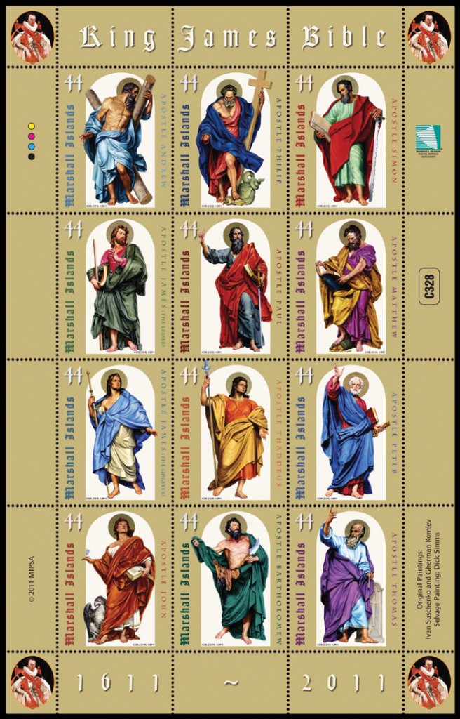 Marshall Islands - King James Bible 400th Ann -  Sheet 12 stamps