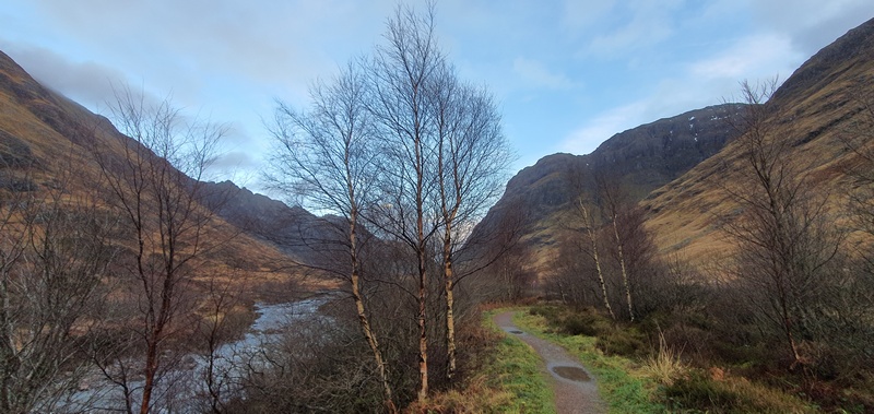 Glencoe Woodland Path in winter river and path © 2019 Scotiana