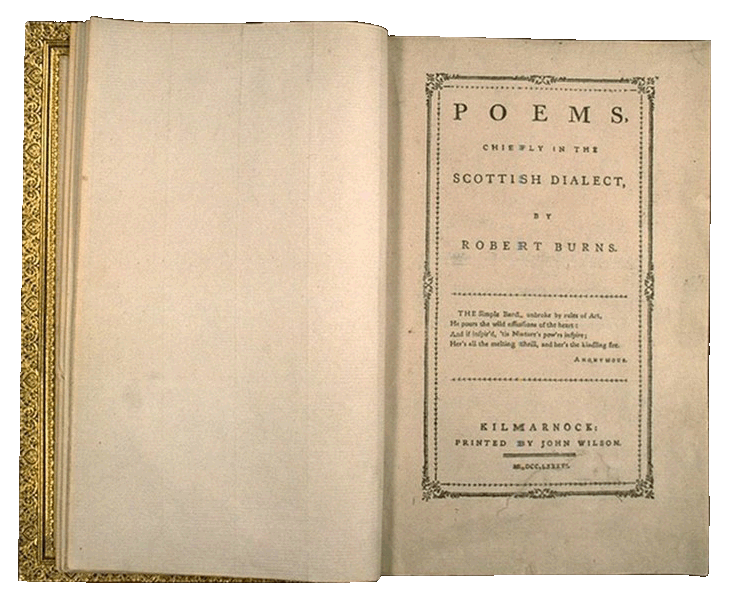 Kilmarnock edition of Robert Burns Poems - Source Burns Scotland
