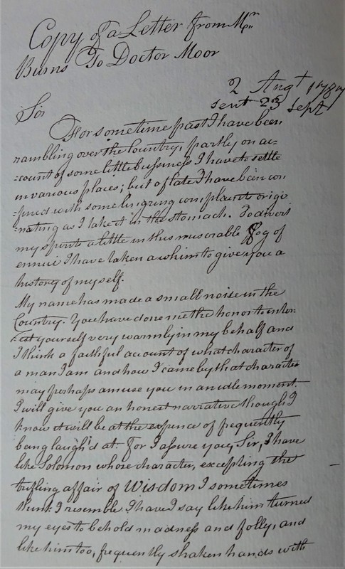 Robert Burns's letter to Dr Moore. Glenriddell Manuscript